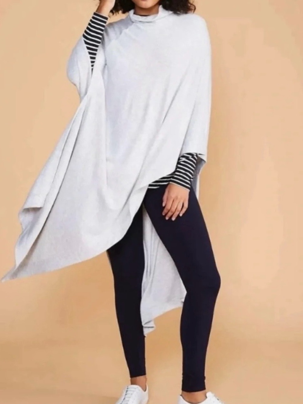 Lou & Grey Navy Cowl Neck Poncho Pullover - Picture 6 of 7